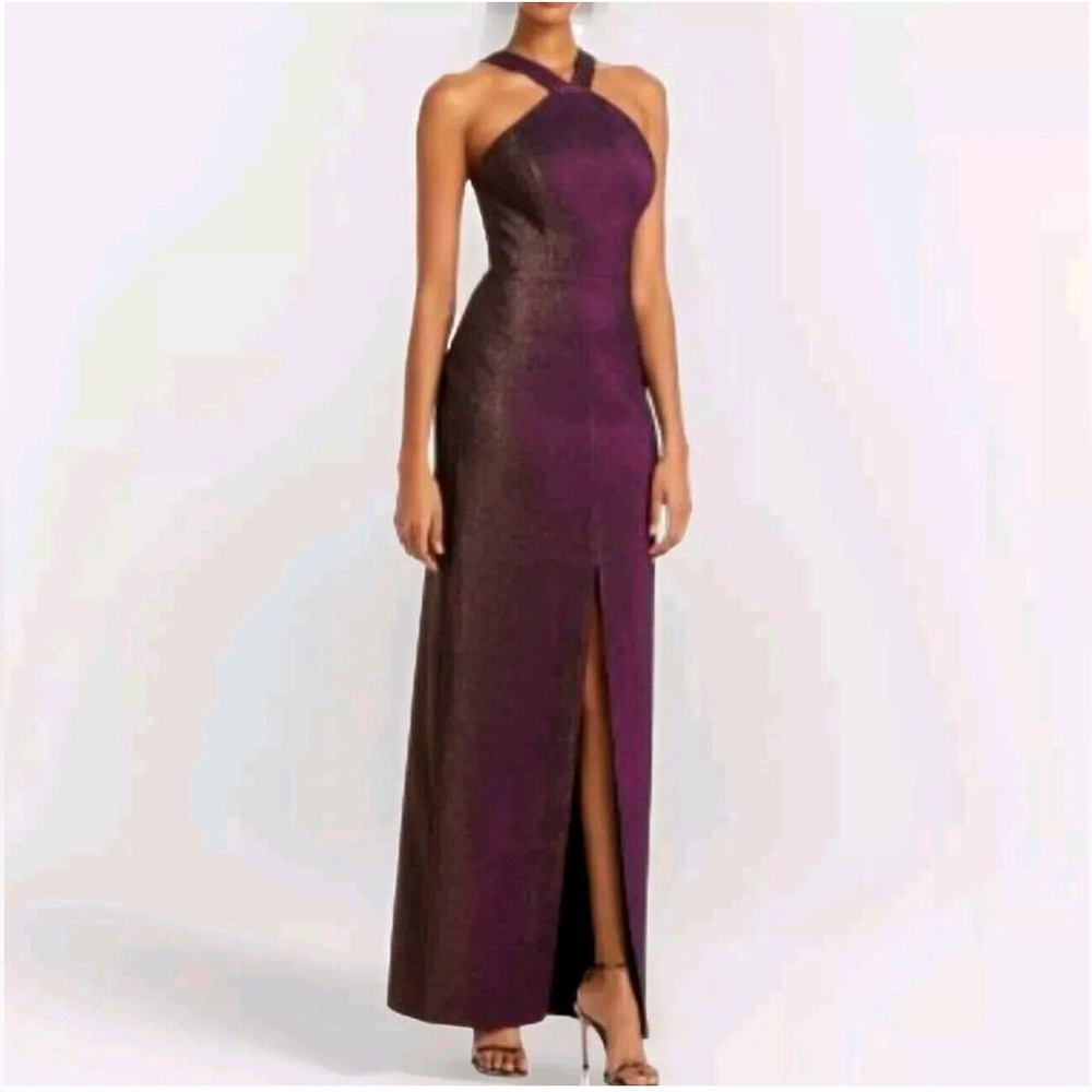 NWT Aidan by Aidan Mattox Purple Sparkle Gown Floor Length Sz 4